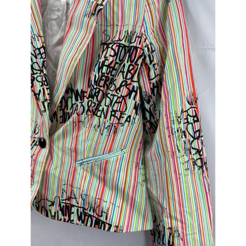 Forwear New York Multi Colored Buttoned Front Spring Jacket Text Size 6- EUC - Picture 4 of 4